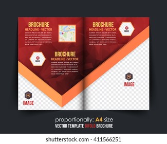 Low Poly Elements Style Business Bi-Fold Brochure Design. Corporate Leaflet, Cover Template