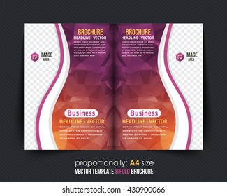Low Poly Elements Style Business Bi-Fold Brochure Design. Corporate Leaflet, Cover Template