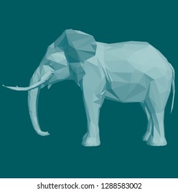 Low poly elephant. 3D. Side view. Vector illustration.