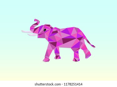 Low poly elephant colorful vector