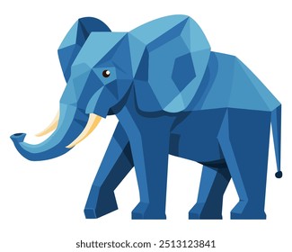 Elefant geometrisches Design mit niedrigem Poly. Flache Vektorgrafik