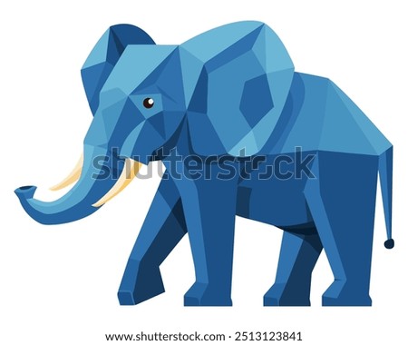 Low Poly Elephant Geometric Design. Flat Vector Illustration
