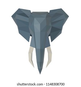 low poly elephant head isolated