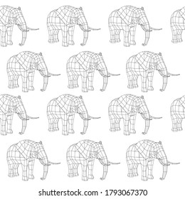 low poly elephant seamless pattern
