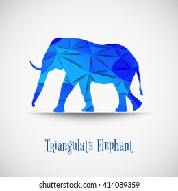 Low poly elephant. Triangulate symbol of big animal. Vector illustration.