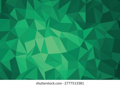 Low poly emerald green geometric faceted background, texture