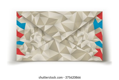 Low poly envelope Kraft paper with red and blue markings