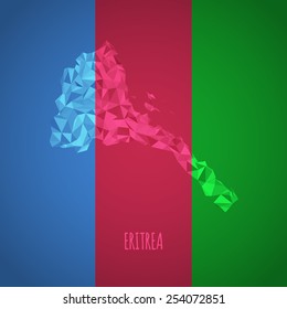 Low Poly Eritrea with National Colors - Infographic - Vector Illustration
