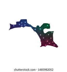 Low poly Esperanto map in geometric polygonal on white background. Vector Illustration Eps10.