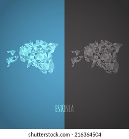 Low Poly Estonia Map with National Colors - Infographic - Vector Illustration