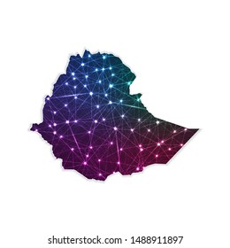 Low poly Ethiopia map in geometric polygonal on white background. Vector Illustration Eps10.