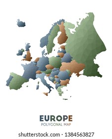 Low poly Europe map vector illustration. Colorful polygonal design, isolated on white background.