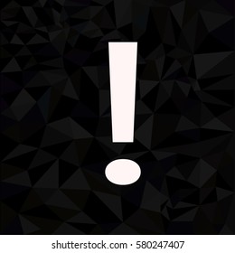 Low poly exclamation mark on a black background. Vector image.