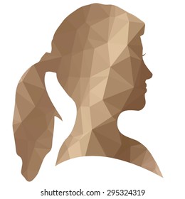 Low poly face silhouette on white background.