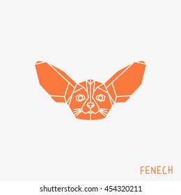 Low poly Fenech. Vector illustration Fox.