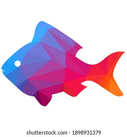 Low poly fish silhouette, vector illustration
