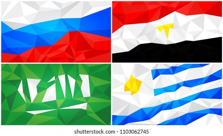 Low poly flag, abstract polygonal triangular background set 1