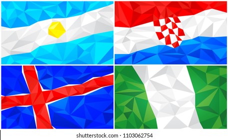 Low poly flag, abstract polygonal triangular background set 4
