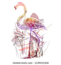 low poly flamingo with entourage