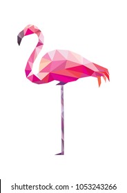 Low poly flamingo vector illustration