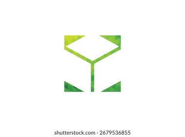 Bajo poli con diseño de logotipo de azulejos de piso, diseño de Vector, concepto