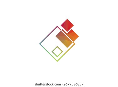 Bajo poli con diseño de logotipo de azulejos de piso, diseño de Vector, concepto