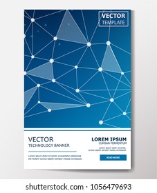 Low Poly Flyer, Banner, Brochure with Geometric Lines and Circles on colored Background. Vector low-poly illustration of triangles.