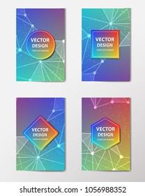 Low Poly Flyer, Banner, Brochure with Geometric Lines and Circles on colored Background. Vector low-poly illustration of triangles.