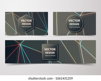 Low Poly Flyer, Banner, Brochure with Geometric Lines and Circles on colored Background. Vector low-poly illustration of triangles.
