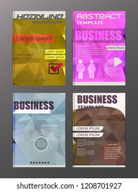 Low poly flyer design business and technology  icons, creative template design for presentation, poster, cover, booklet, banner.