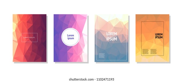 Low poly flyers.  Simple shapes composition. Eps10 vector.