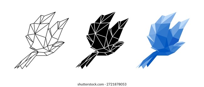 Ilustración vectorial geométrica del polígono del pájaro volador bajo