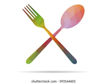 low poly fork and spoon