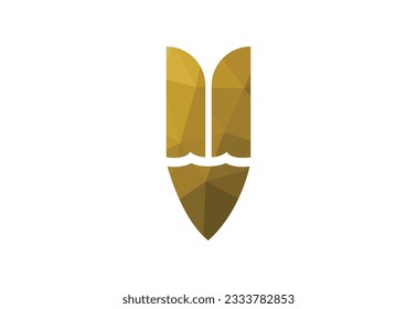 Low Poly and Fountain writing pen logo design, Vector design concept