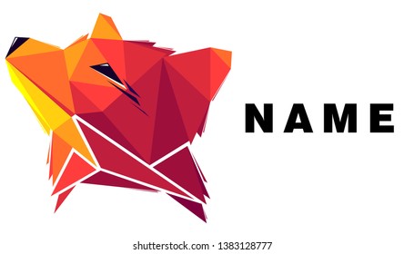 Low poly fox. Geometric logo