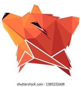 Low poly fox. Geometric logo