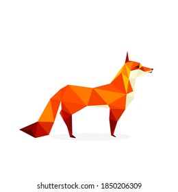 Low poly fox image. polygonal animal vector illustration logo