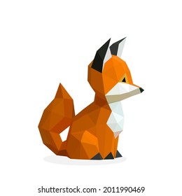 Low poly fox image. polygonal animal vector illustration logo