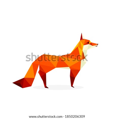 Low poly fox image. polygonal animal vector illustration logo