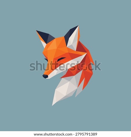 Low Poly Fox Side Profile Vector Illustration – Geometric Polygon Wildlife Art