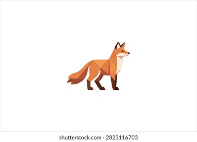 Low poly fox vector illustration with geometric shapes, modern polygon wildlife design, isolated on white background. Ideal for branding, logos, icons, and nature themes.