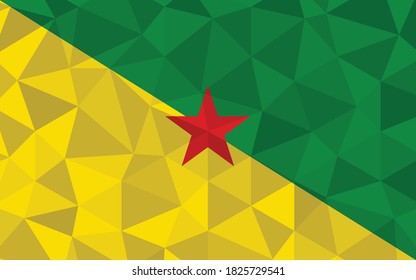 Low poly French Guiana flag vector illustration. Triangular Guyanese flag graphic. French Guiana country flag is a symbol of independence. svg