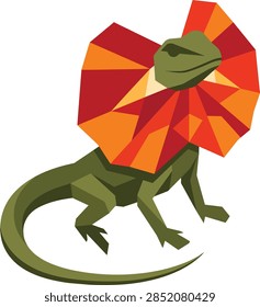 Low Poly Frilled Neck Lizard Vector Illustration Wildlife Graphic