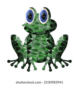 Low Poly frog template design isolated transparent backgorund. Trendy Geometric Low Poly art with frog. Vector illustration. EPS 10