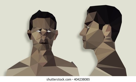 Low poly front and side profile