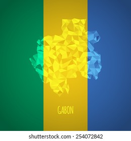 Low Poly Gabon with National Colors - Infographic - Vector Illustration