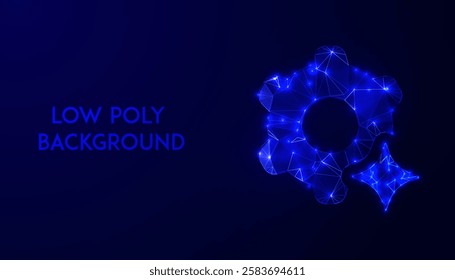 Low Poly Gear Icon Design, Geometric 3D Symbol Representing Engineering, Technology, Innovation, and Mechanism Concept for Business, Industry, and Digital Solutions