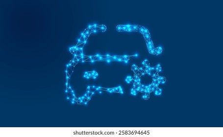 Low Poly Gear Icon Design, Geometric 3D Symbol Representing Engineering, Technology, Innovation, and Mechanism Concept for Business, Industry, and Digital Solutions