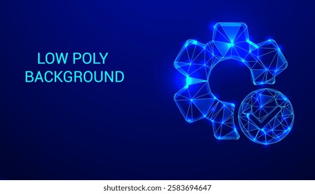 Low Poly Gear Icon Design, Geometric 3D Symbol Representing Engineering, Technology, Innovation, and Mechanism Concept for Business, Industry, and Digital Solutions