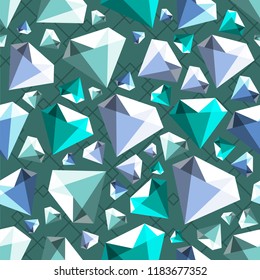 Low poly gem diamond seamless vector pattern